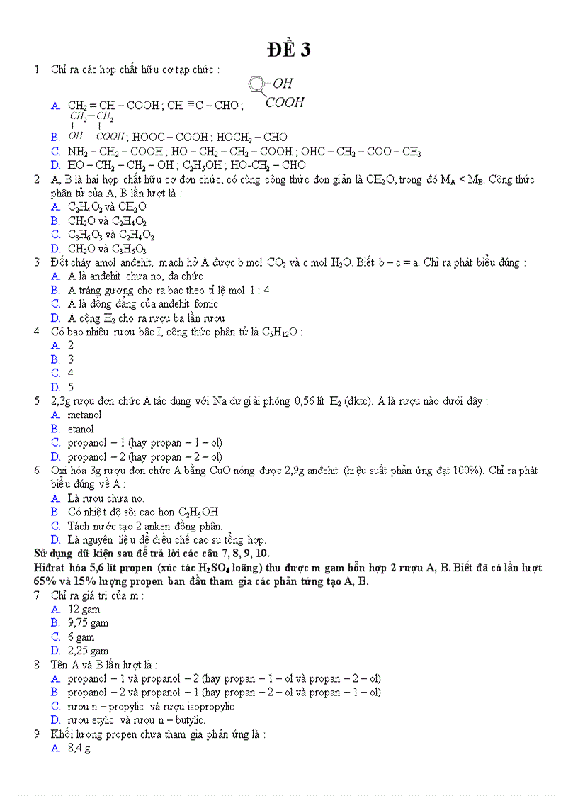 ÔN ĐH Hóa năm 2011 số 3