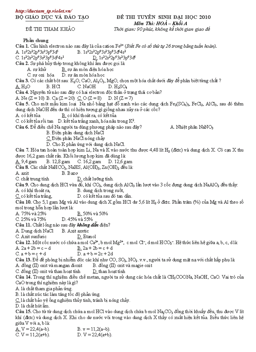 Đề hd hóa 2010 số 1
