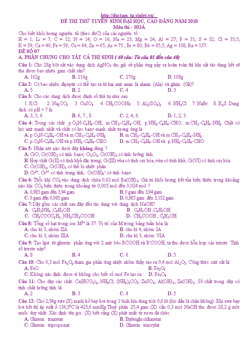 Đề hd hóa 2010 số 40