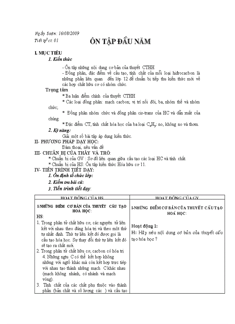 Giáo án Hoá 12 cả năm 2009 2010