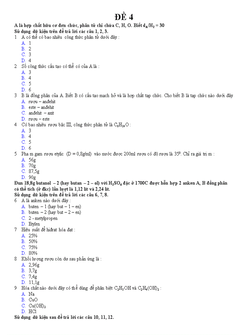 ÔN ĐH Hóa năm 2011 số 4