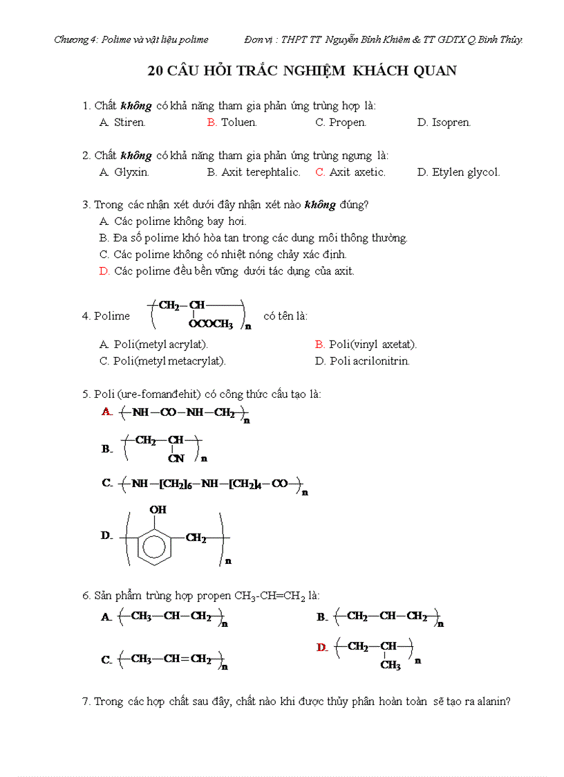 Trac nghiem polime