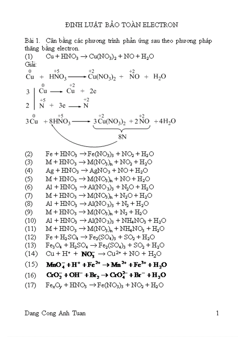 Định luật bảo toàn electron