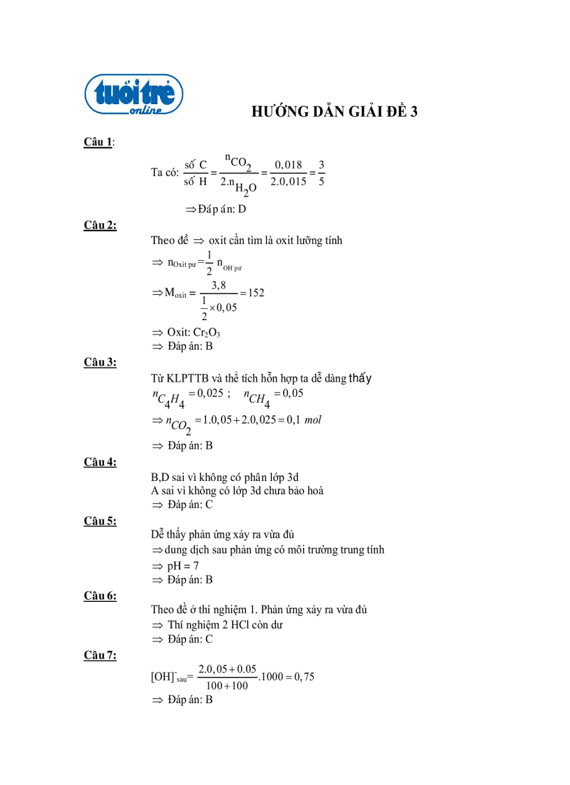 Hướng dẫn giải hóa 3