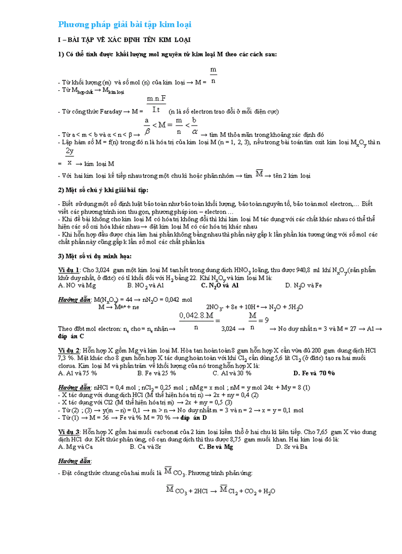 Phương pháp giải bài tập kim loại doc