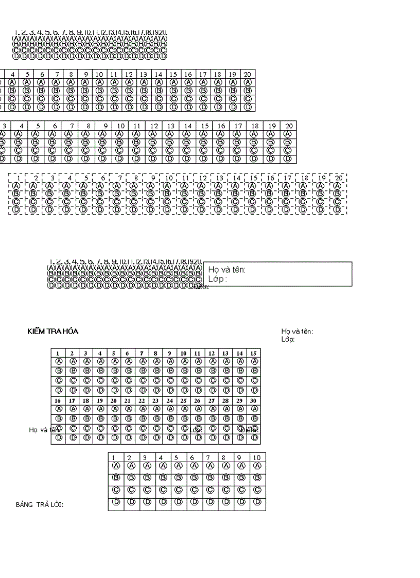 Mau trac nghiem