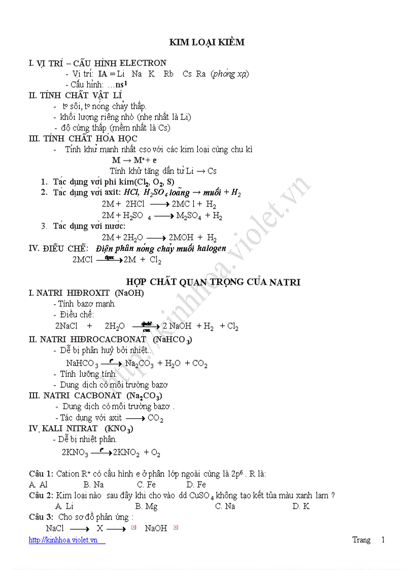 Ôn tập hóa học 12 TN