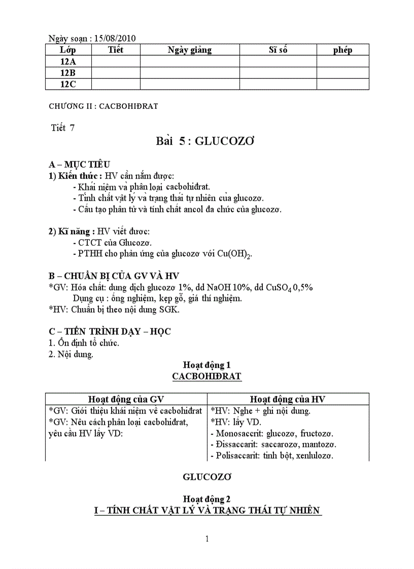 GDTX bài 5 glucozơ tiết 1