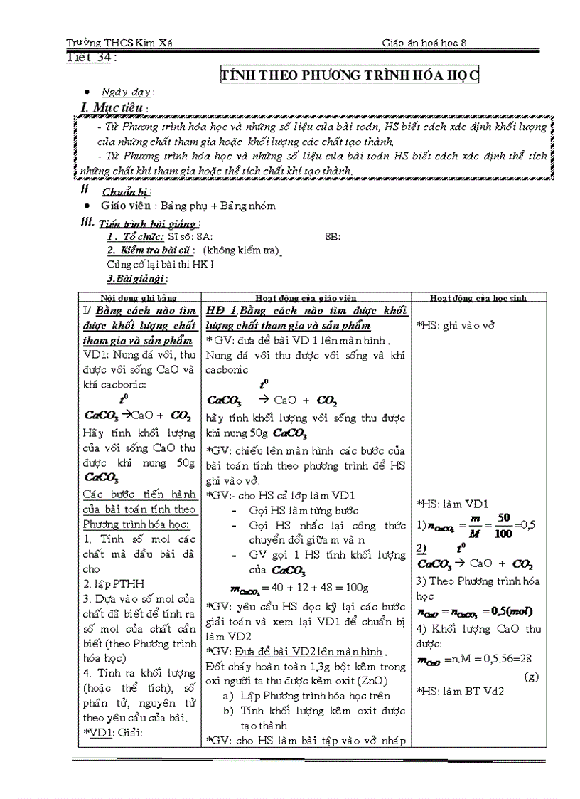 GA Hoa 8 KH II 3 cot