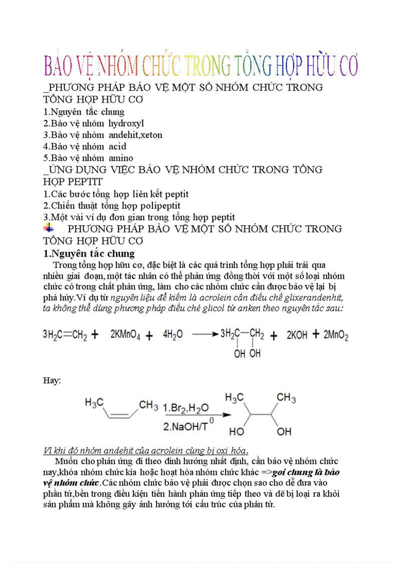 Bào vệ nhóm chức trong hóa học hữu cơ