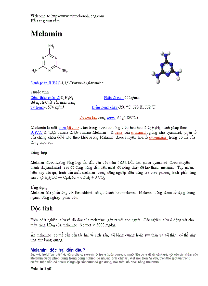 Tìm hiểu về chất melamin
