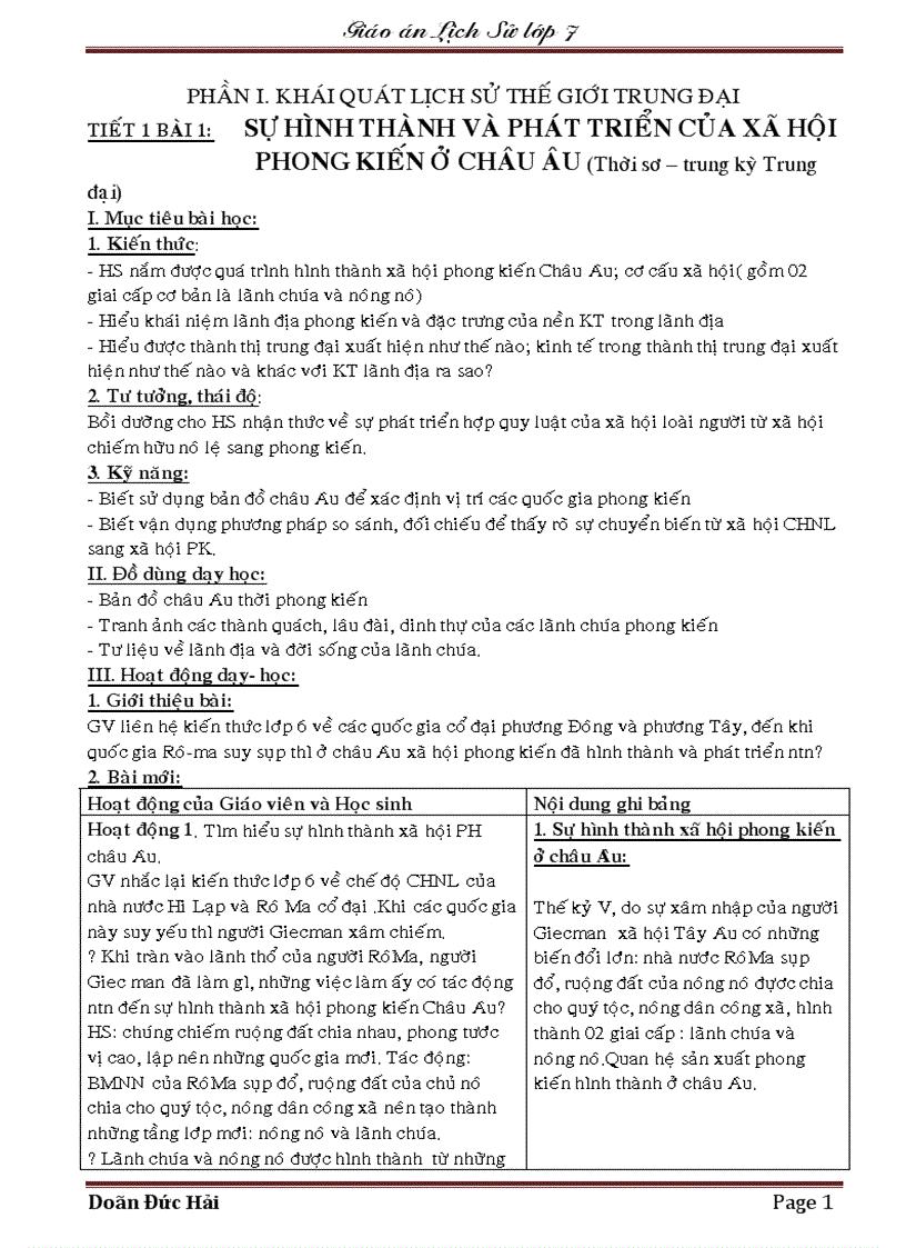 Lịch sử lớp 7 full