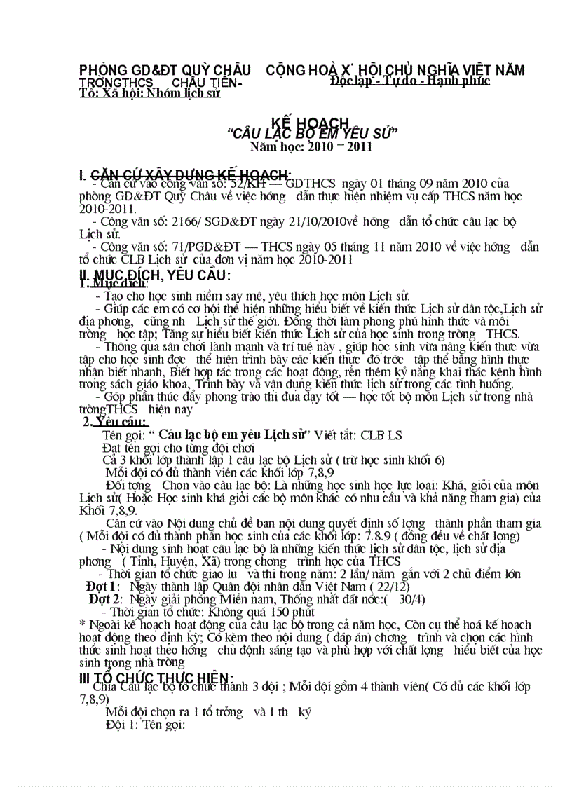 Câu lạc bộ lịch sủ