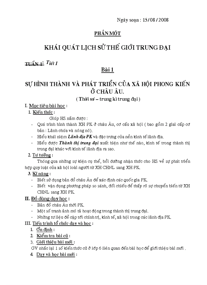 Giao án lich sử 7 có cả phần địa phương mới