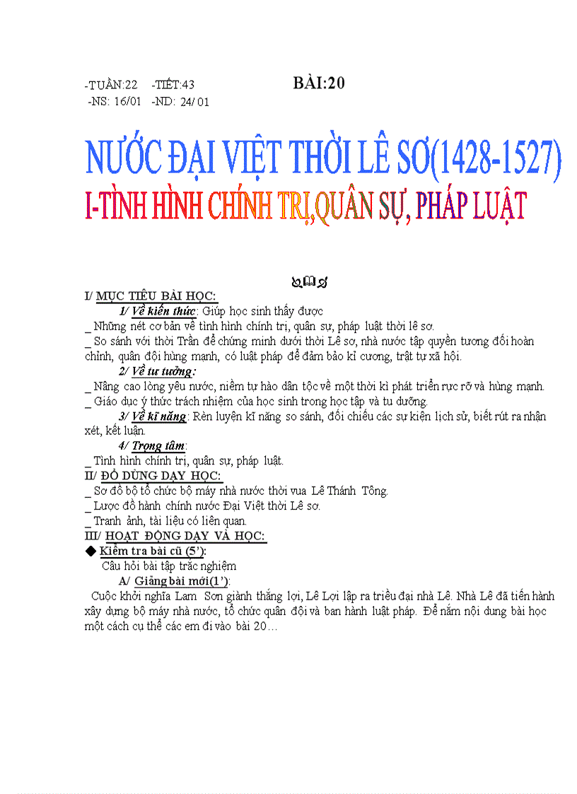 Hội giảng cấp Thành phố bài 20 Sử 7 Kiều Ly