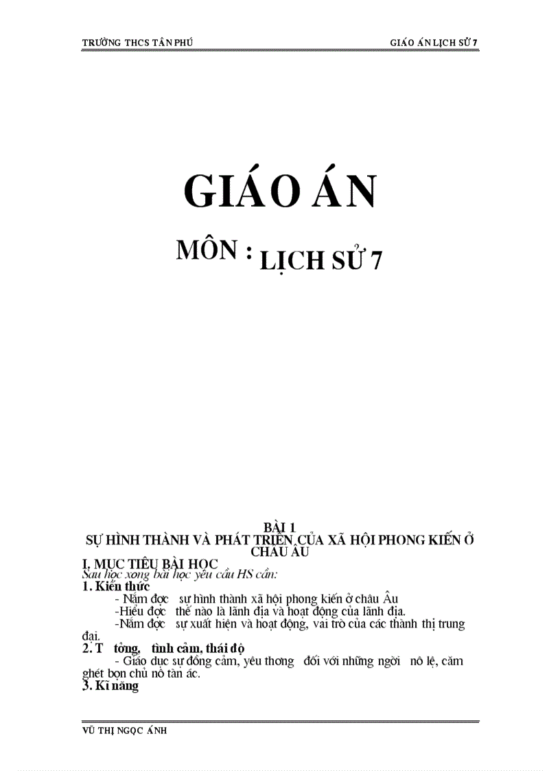 Giáo án sử 7 cả năm theo pp mới của BGD ĐT