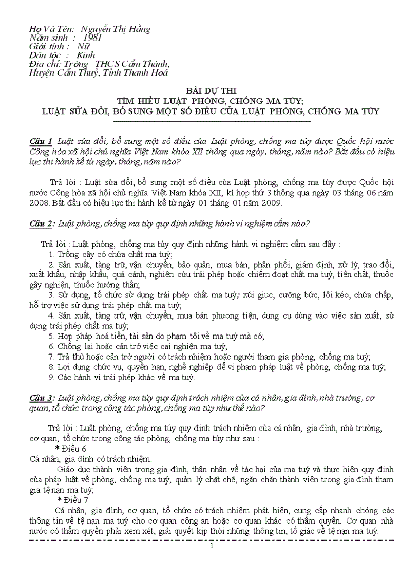 Bai thi phòng chống ma tuý 2009 1