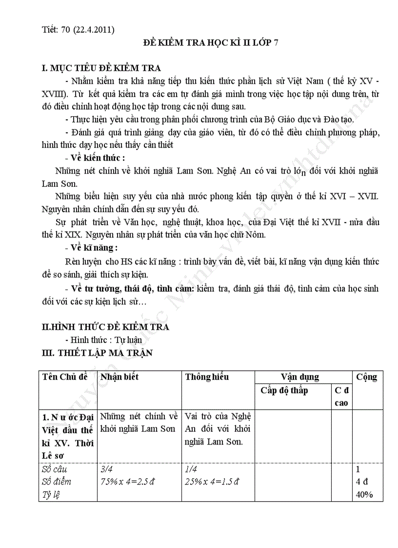 Đề thi hkii lịch sử 7 10 11