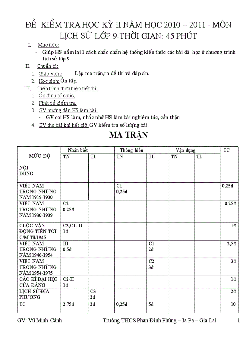 Đề thi học kì ii môn sử địa