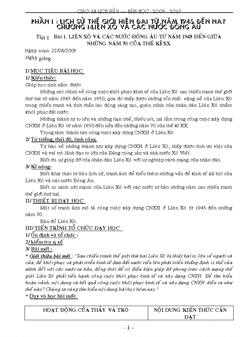 Giáo án lịch sử l9