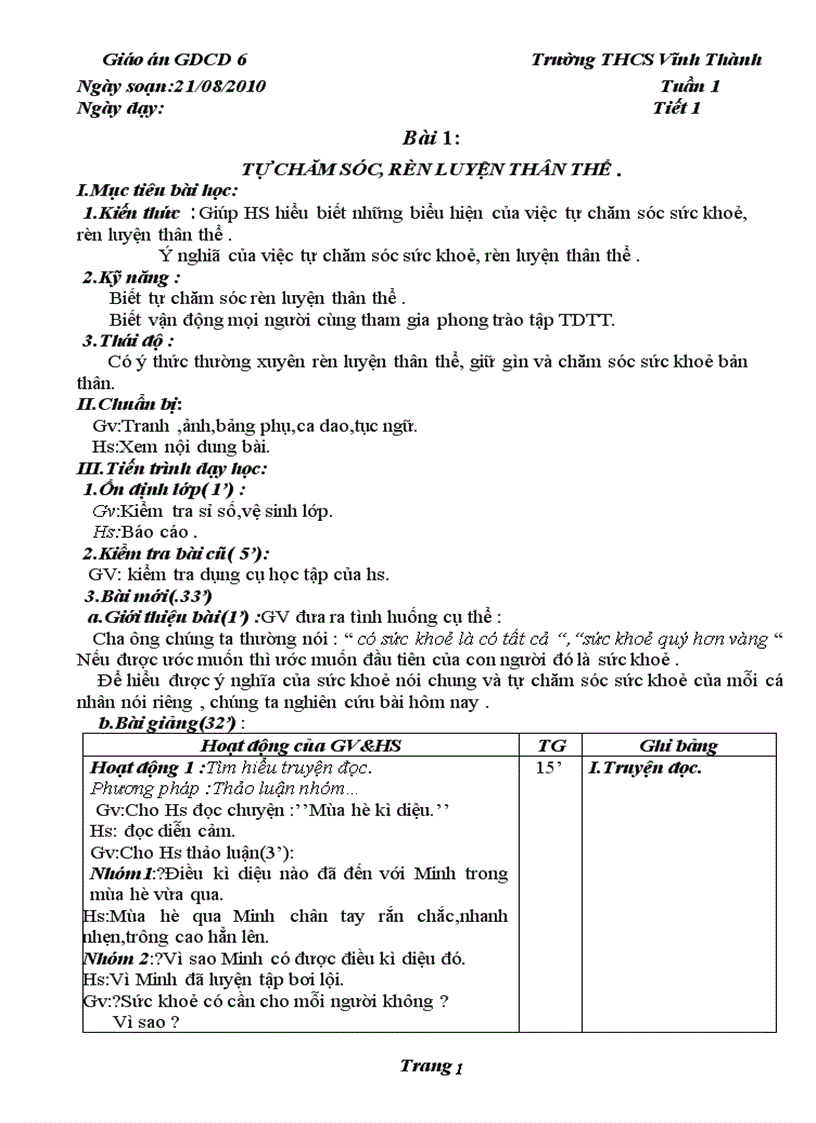 Giáo án hot gdcd 6