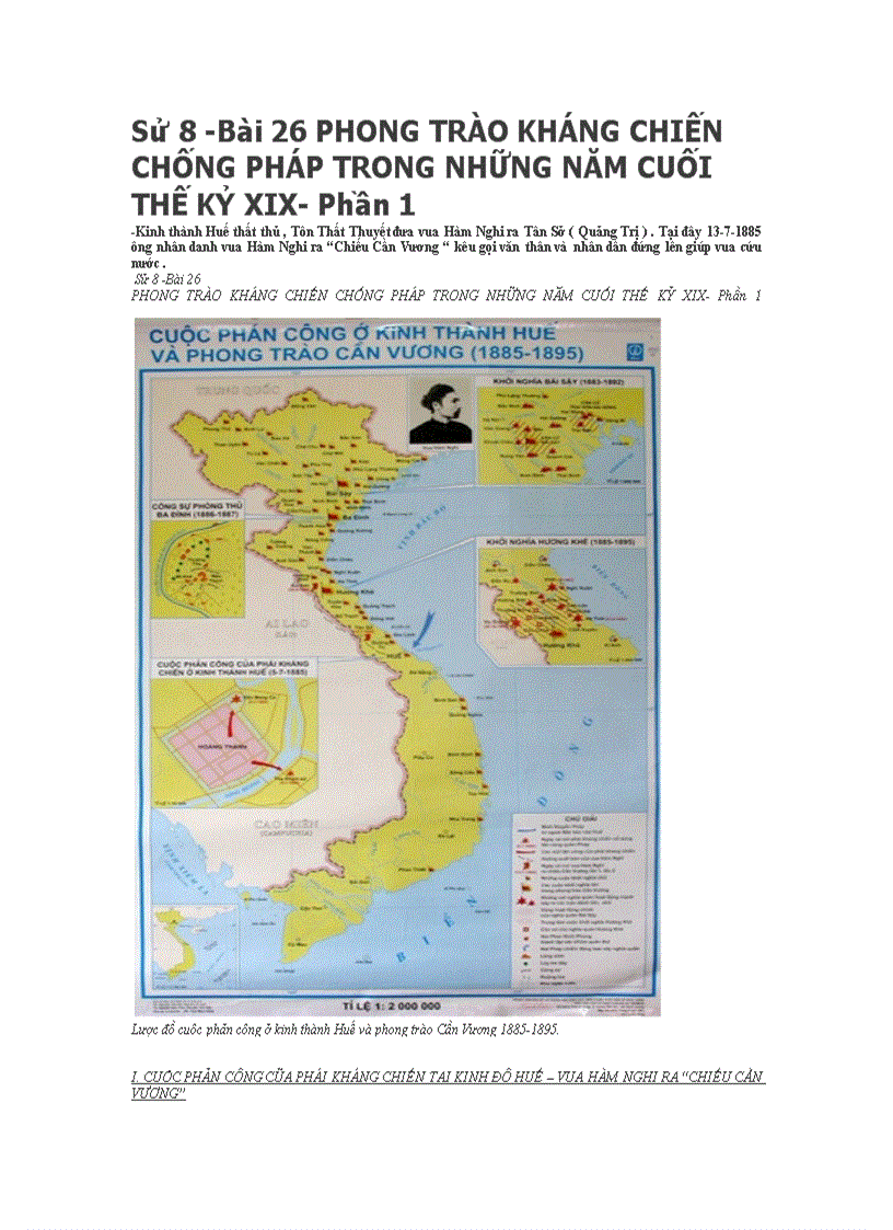 Sử 8 Bài 26 PHONG TRÀO KHÁNG CHIẾN CHỐNG PHÁP TRONG NHỮNG NĂM CUỐI THẾ KỶ XIX Phần 1
