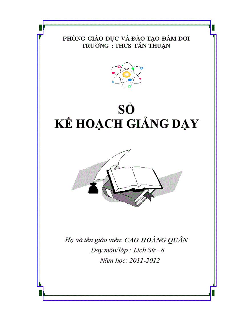 Sổ kế hoạch giảng dạy chuẩn mới 2011 2012