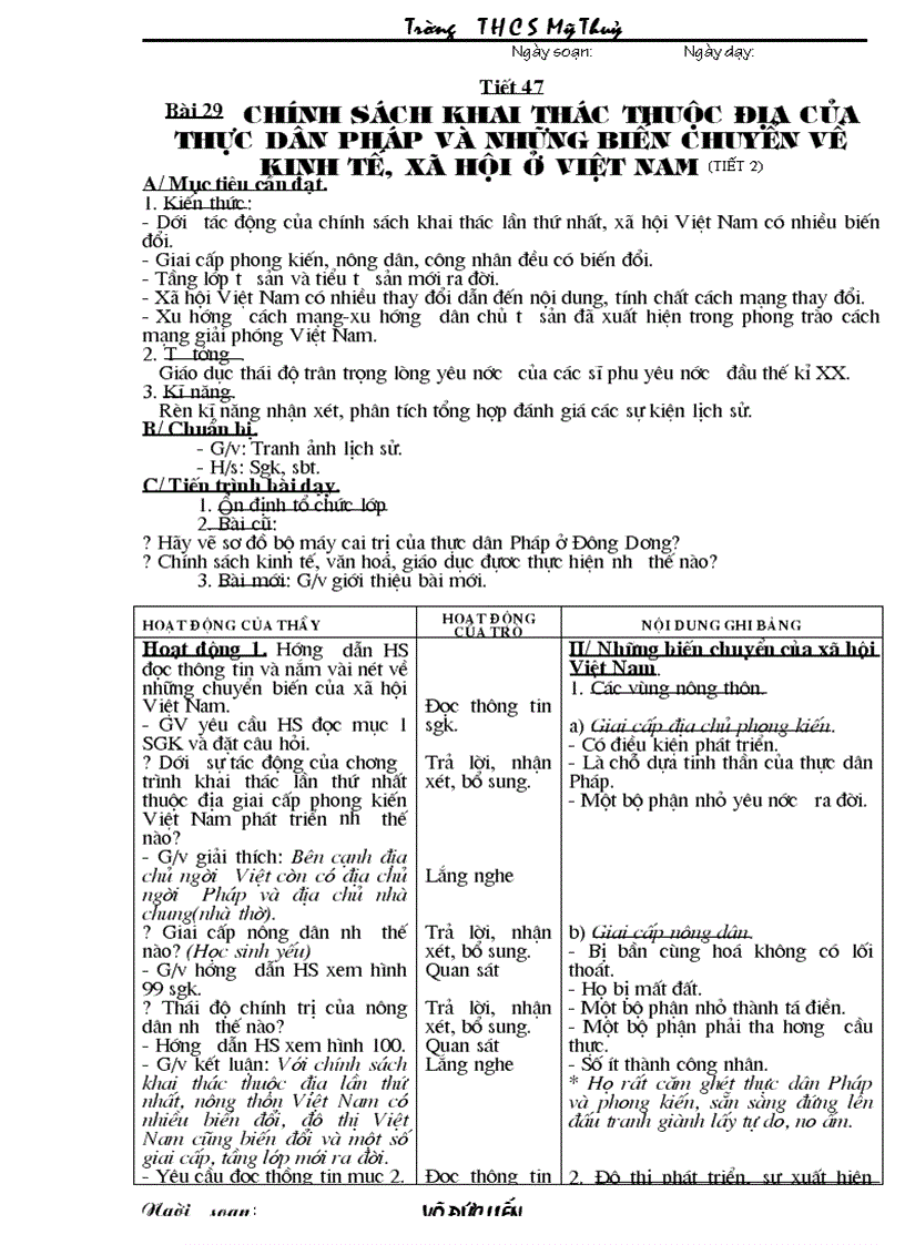 Lịch sử8 Tuần 20