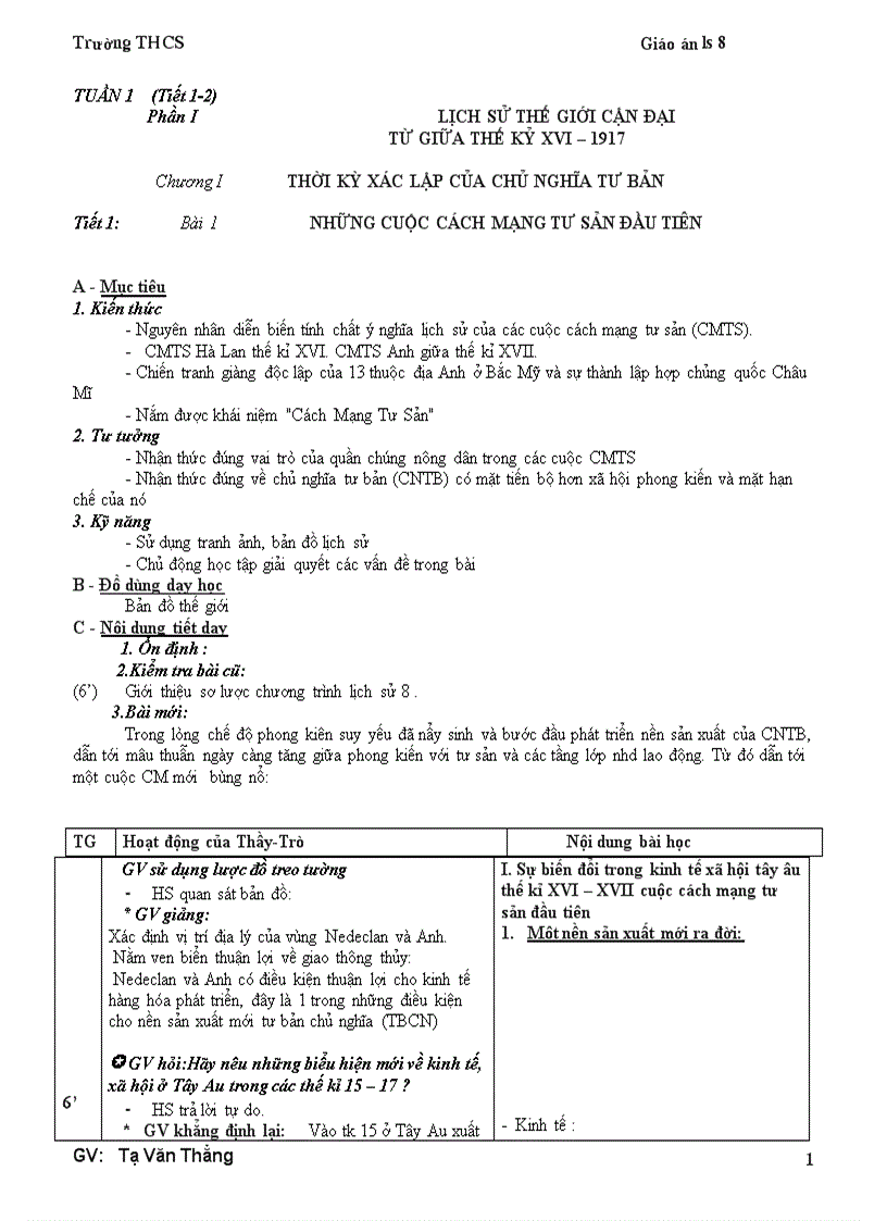 Giáo Án Sử 8 Cả Năm THCS Tân An