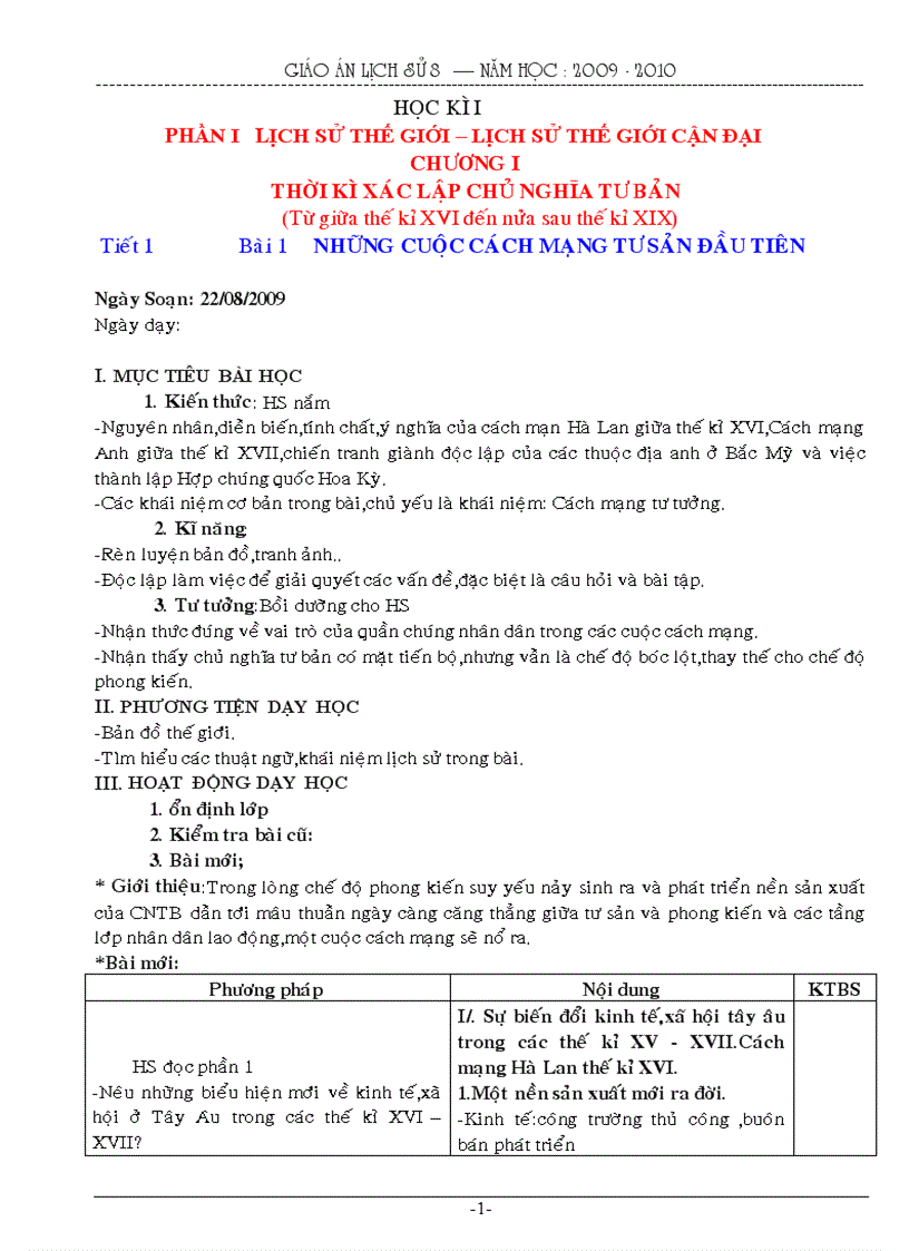 Giáo án lịch sử l8