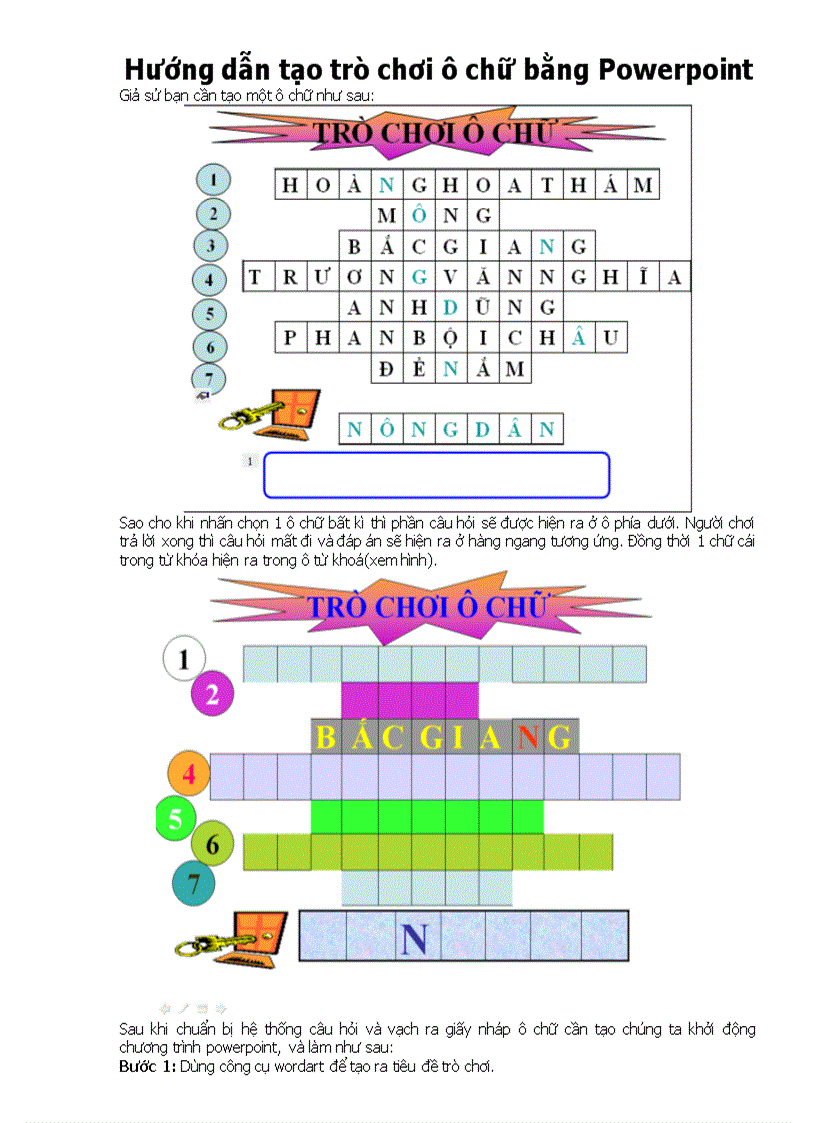 Hướng dẫn tạo trò chơi ô chữ bằng Powerpoint