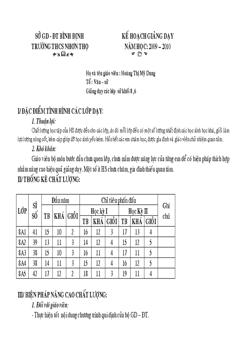 Kế hoach giảng dạy ls8