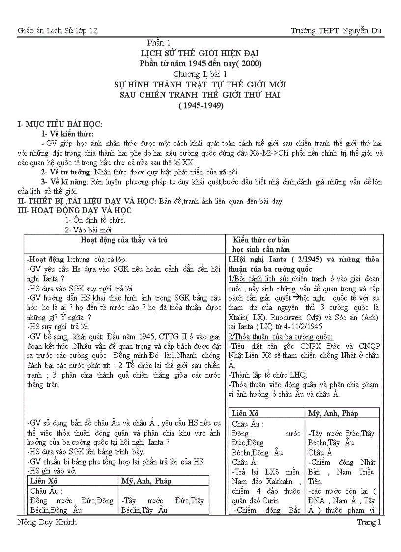 Giao án lịch sử 12 cả năm