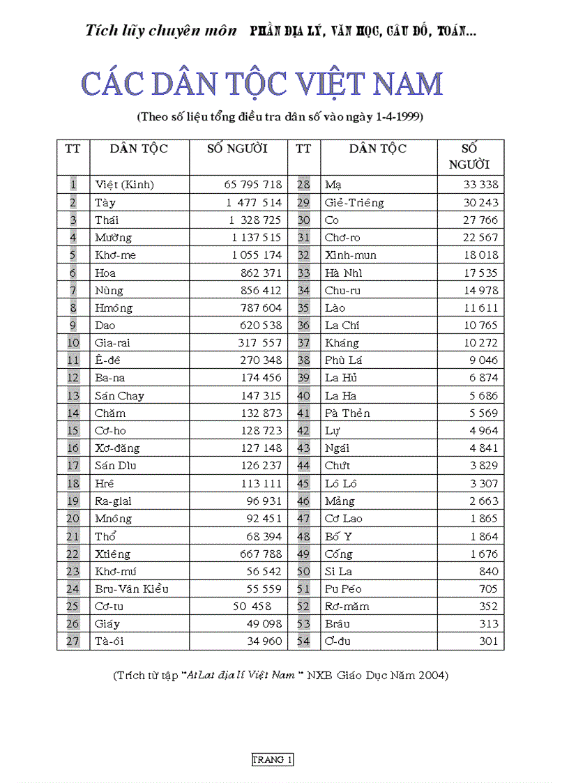 Cac dan toc o viet nam