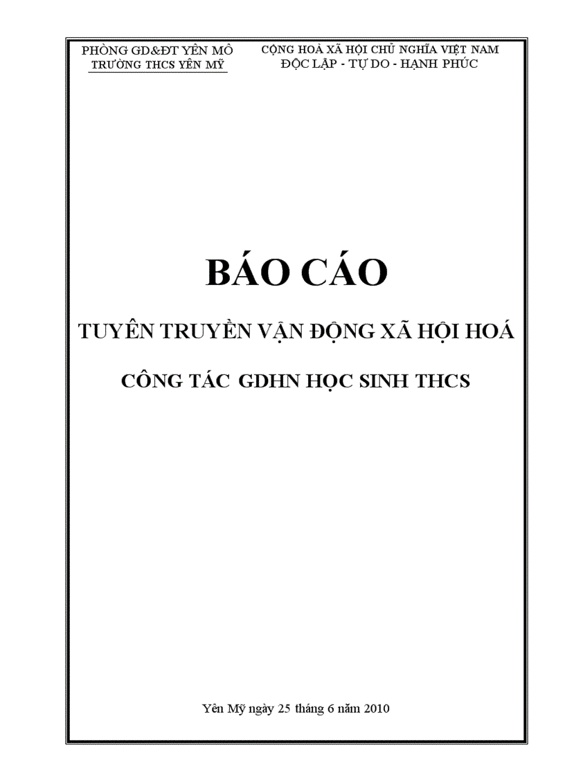 Bao cao tuyen truyen van dong XHH GDHN doc