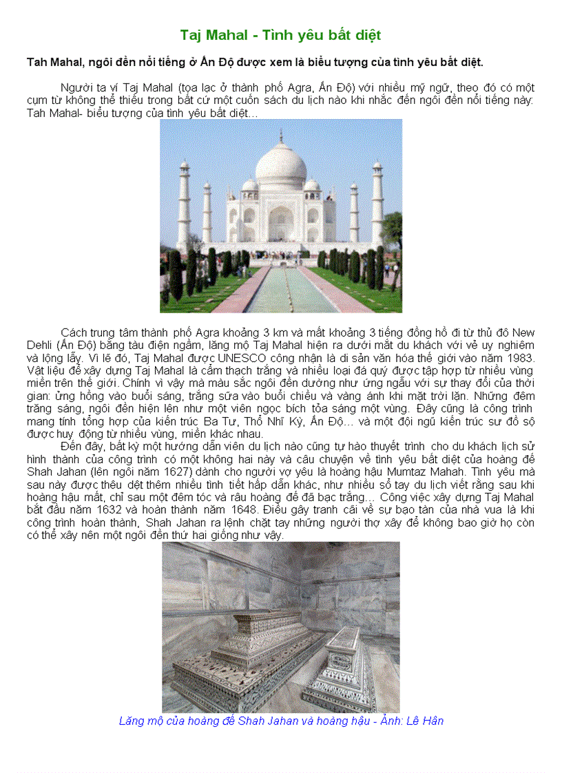 Lăng Taj Mahal Ấn Độ