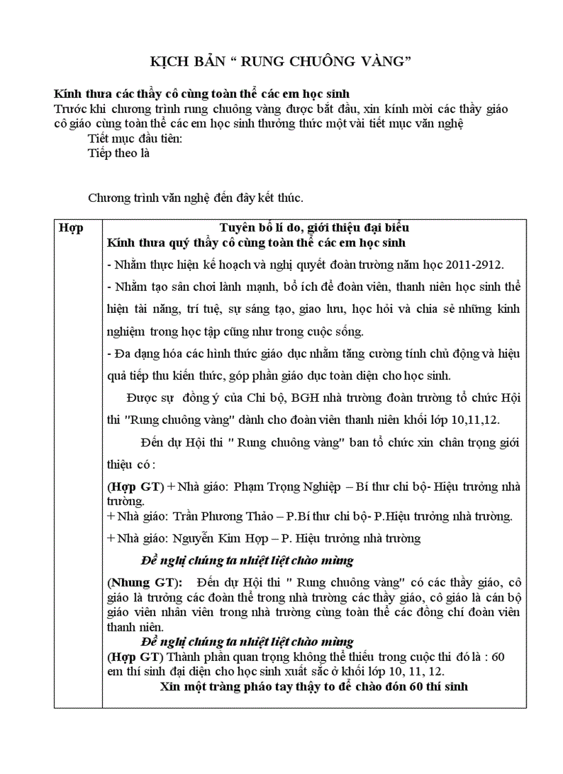 Kich ban rung chuong vang