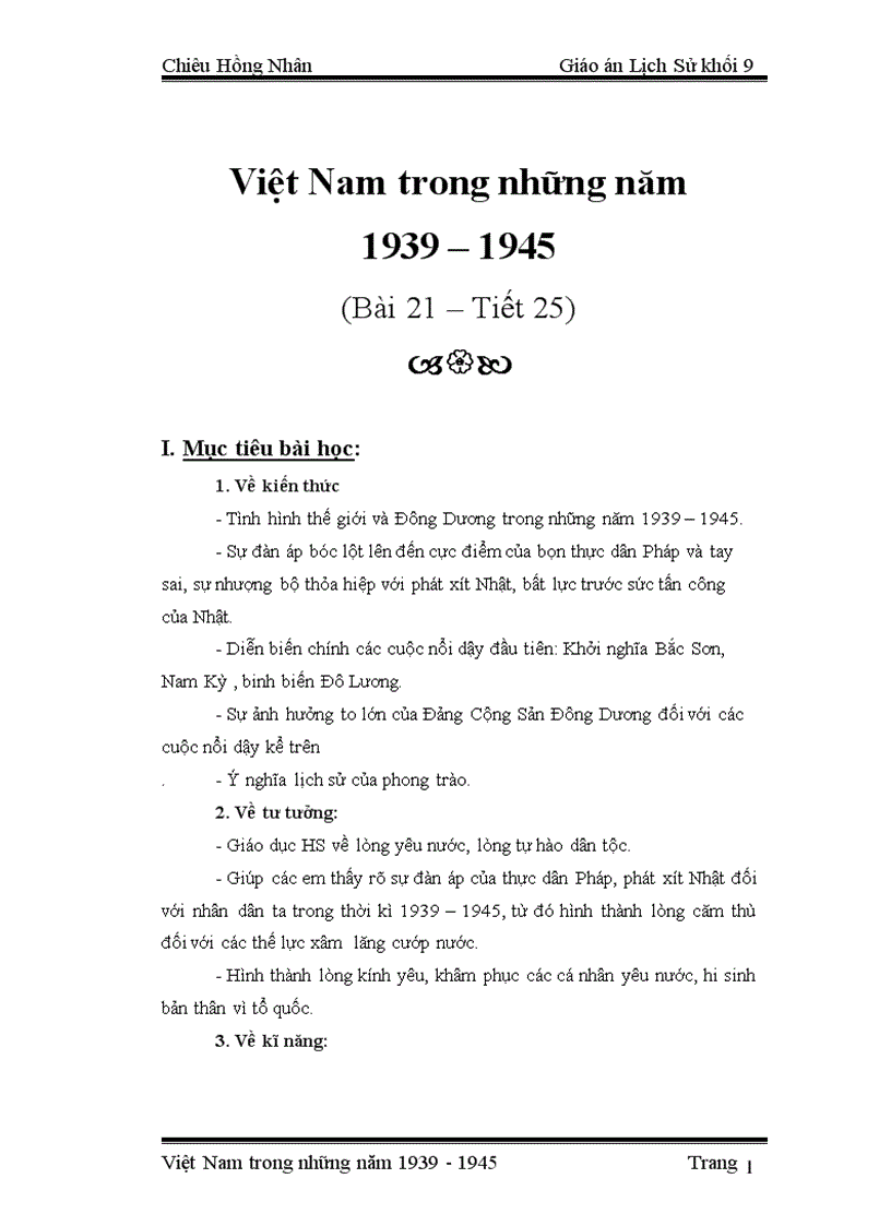 Sử9Bài21 Việt Nam trong những năm 1939 1945