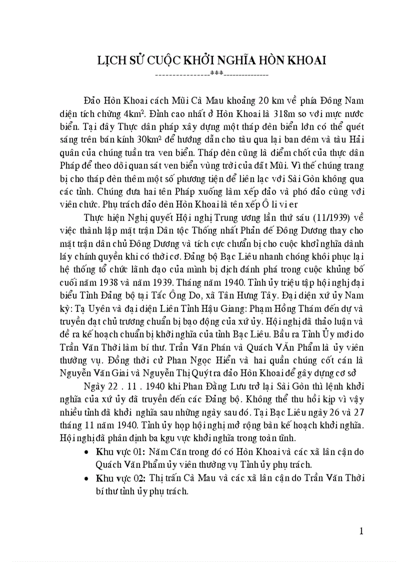 Lich su khoi nghia Hon Khoai Ca Mau