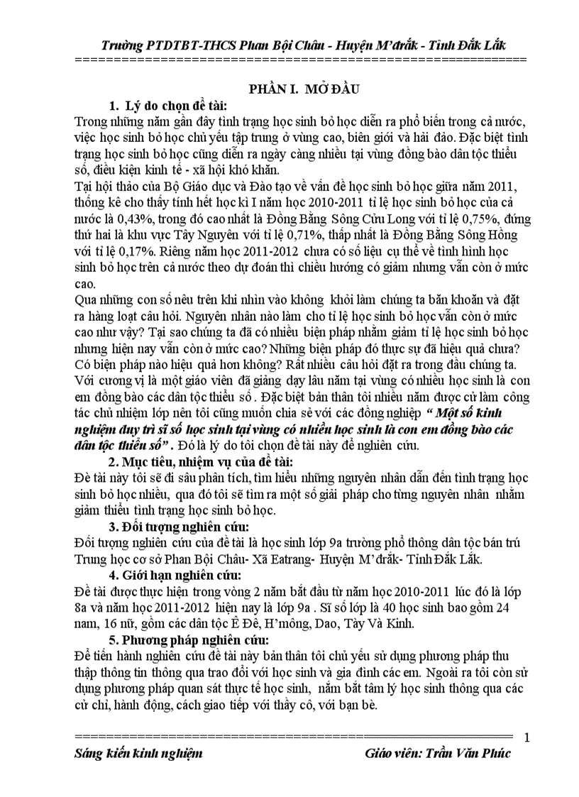 SKKN Công tác chủ nhiệm lớp 2012 Hay