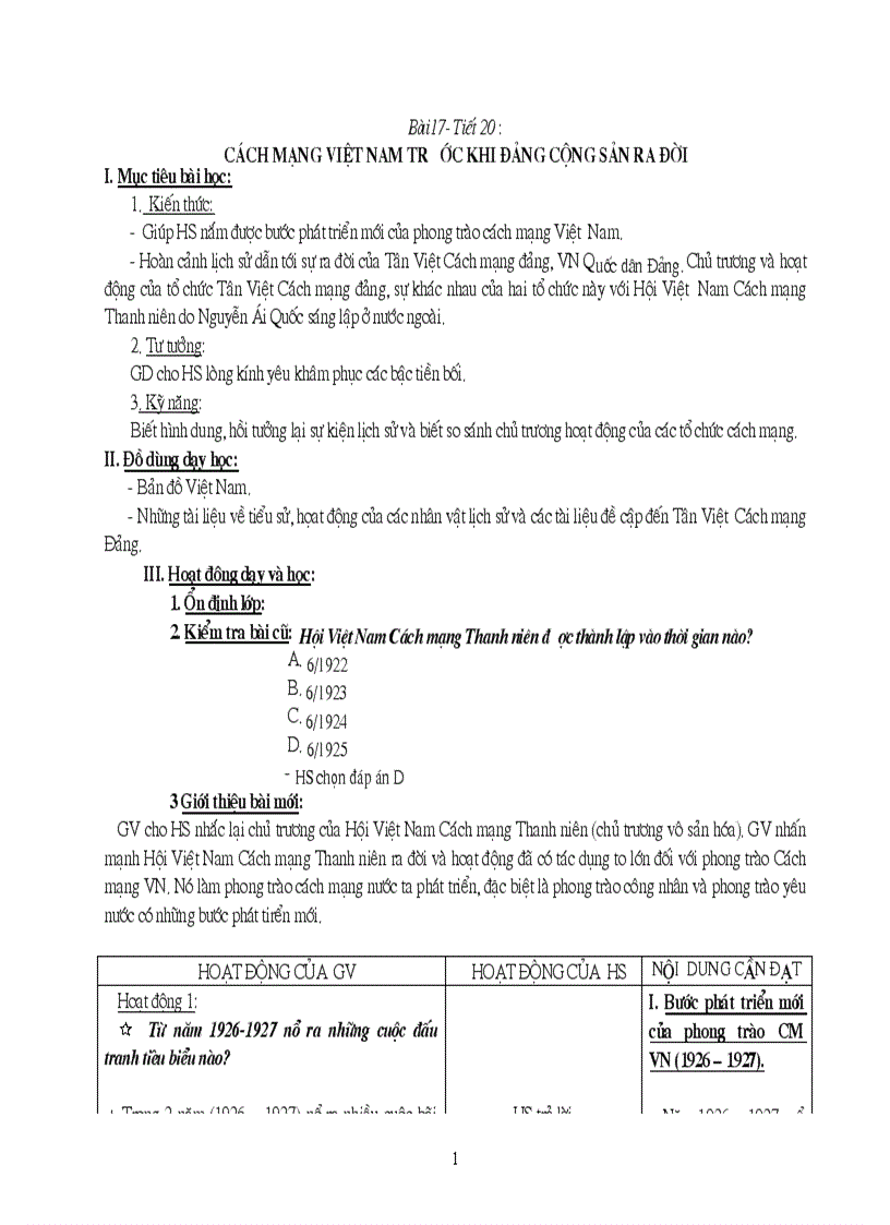 Sử 9 tiet 20