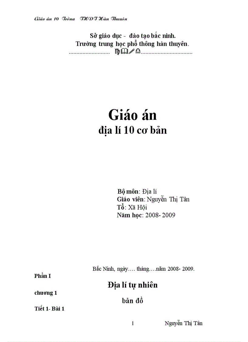 Giáo án địa lí 10 ban cơ bản 1