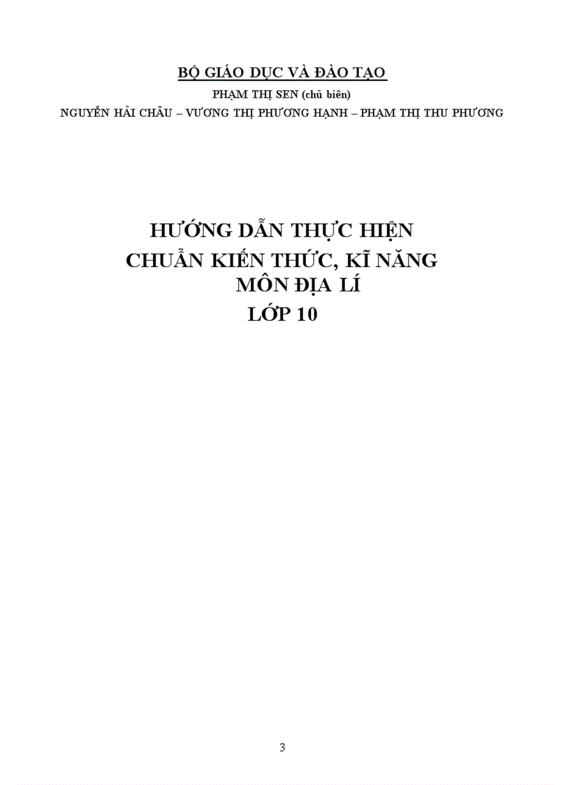 Chuẩn kiến thức kĩ năng lớp 10
