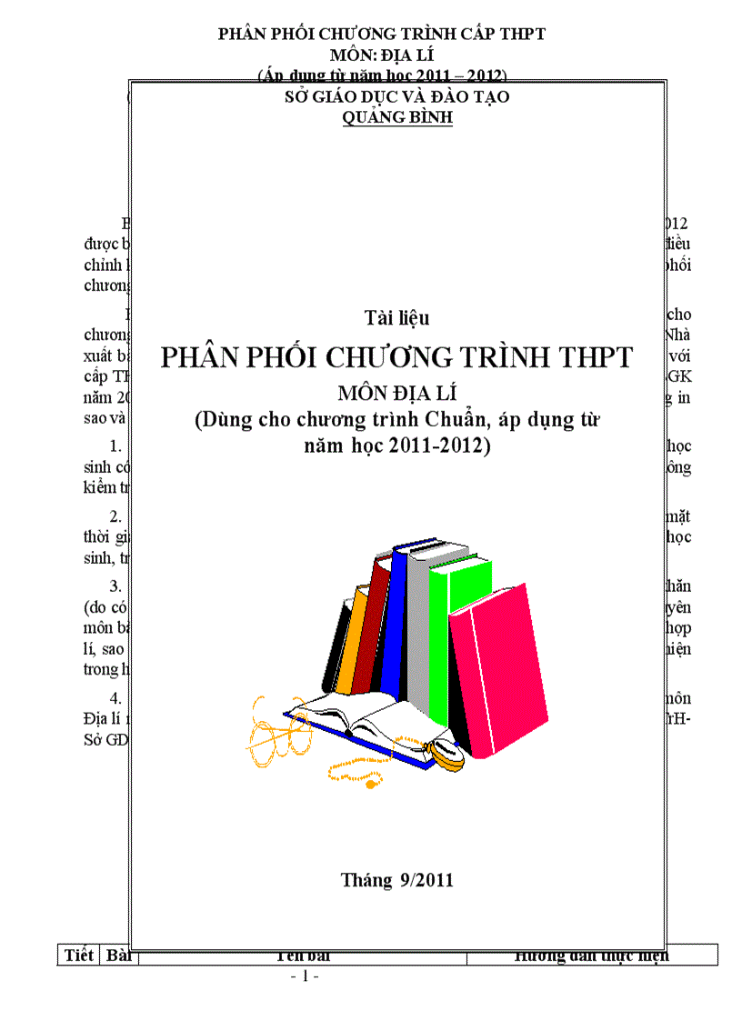 PPCT môn Địa Lý THPT của Sở GD