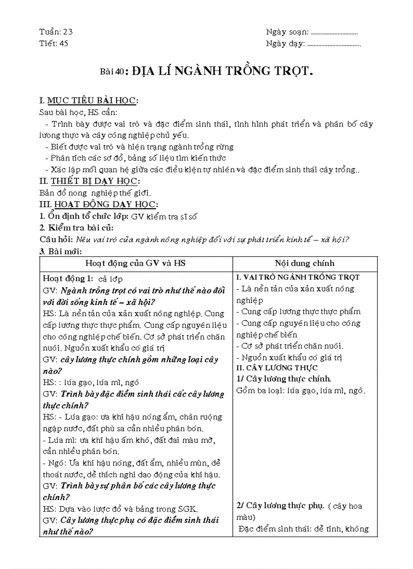 Giao an 10 nang cao t45