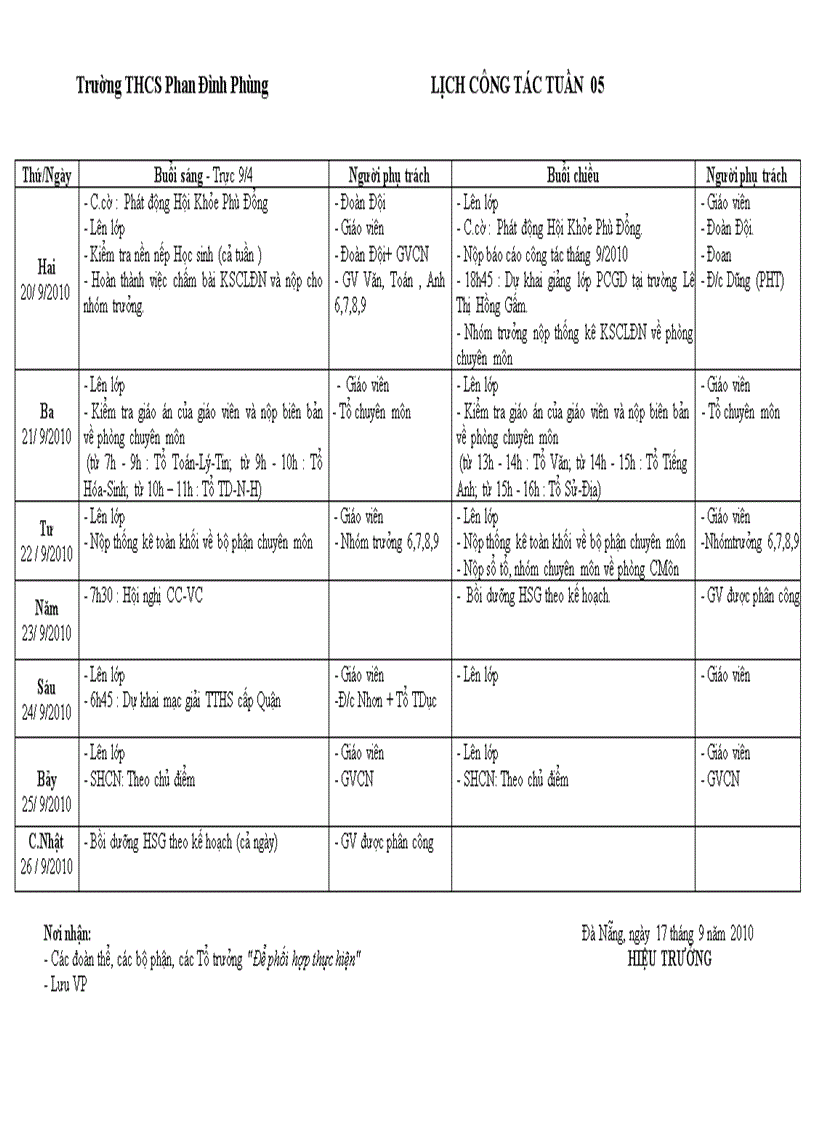 Lịch công tac t5 tháng 9