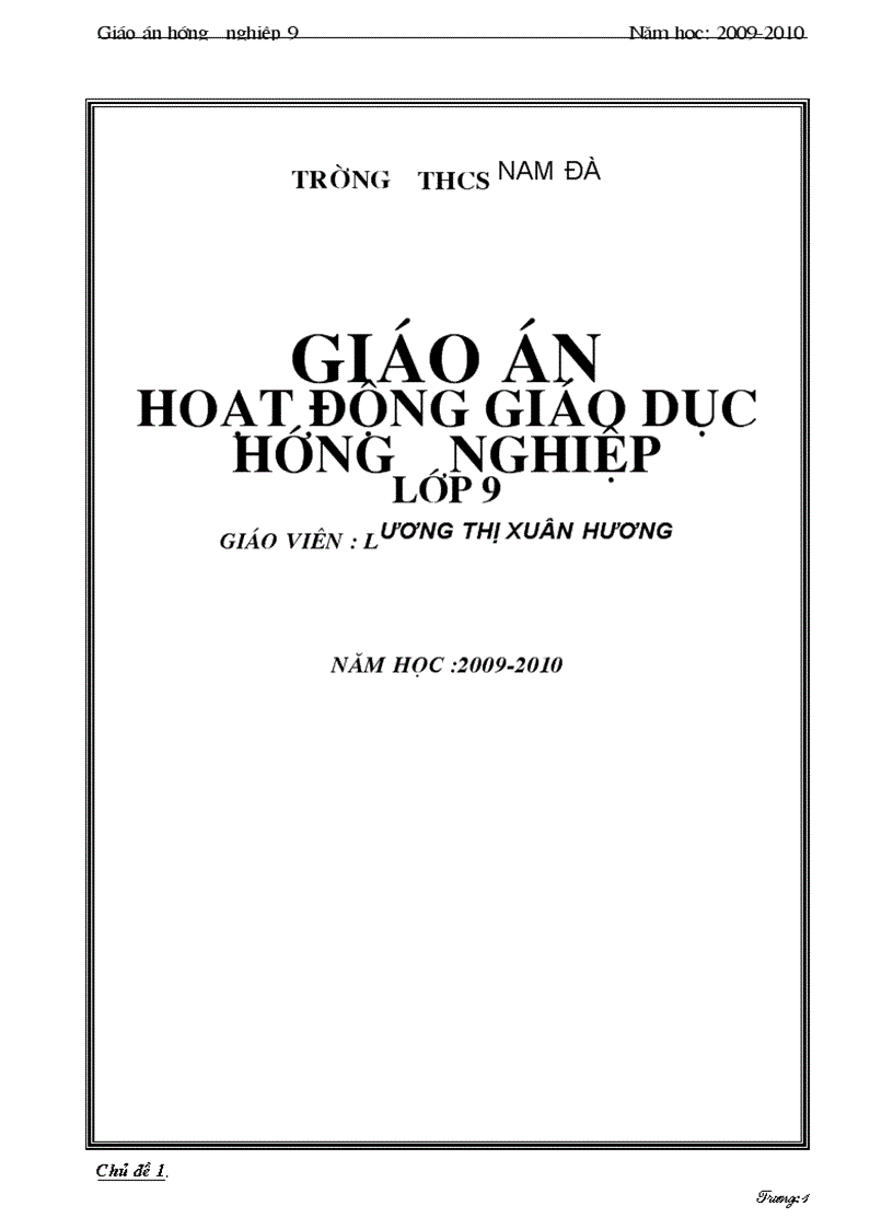 Mẫu giáo án Hướng nghiệp