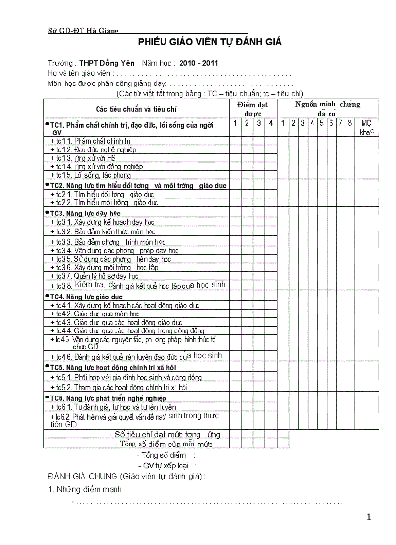 Phiếu CBCC tự đánh giá