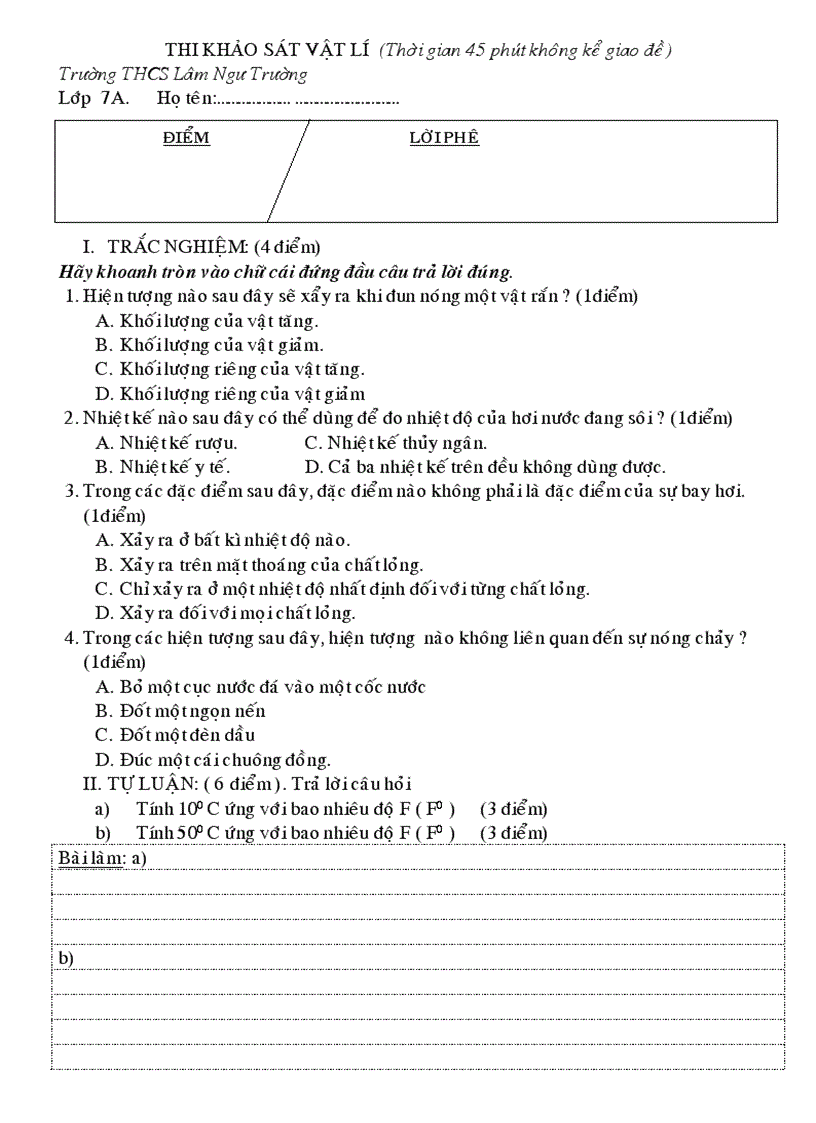 Thi khao sat dau năm kt hk1 l7