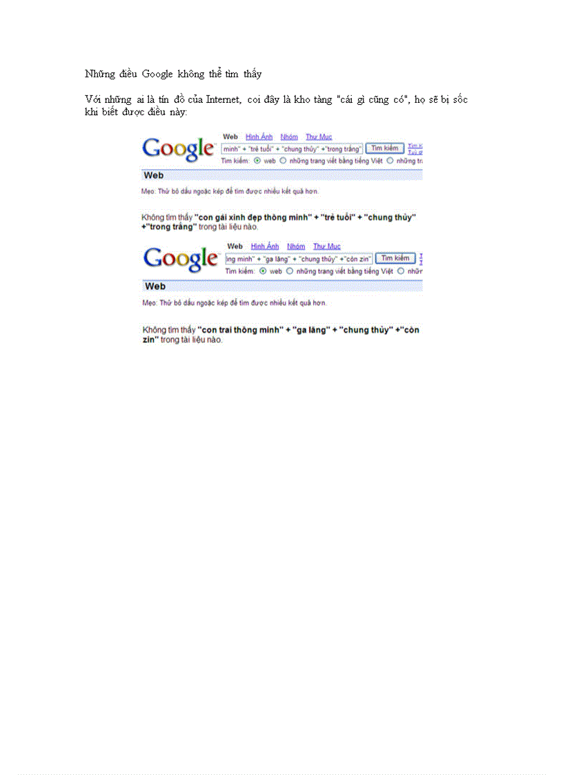 Những điều google không thể tìm thấy